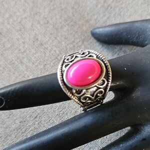 Paparazzi Silver And Pink Stone Stretch Band Ring NWOT